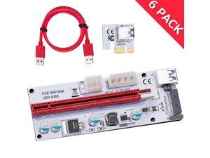 6-Pack Corn Electronics Updated Ver008S Mining Dedicated Riser Card PCI-E Express Cable 1x to 16x Ethereum ETH Mining 60cm USB 3.0 Cable 4 Solid Capacitors LED Indicator and Fuse Included 6-Pack Corn Electronics Updated Ver008S Mining Dedicated Riser Card PCI-E Express Cable 1x to 16x Ethereum ETH Mining 60cm USB 3.0 Cable 4 Solid Capacitors LED Indicator and Fuse Included