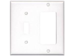 Leviton 80405-W White Two Gang Combination Toggle Switch Decora Wall Plate