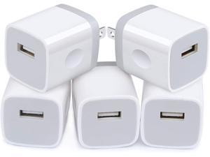 iPhone Wall Charger Adapter USB Charging 5Pack Single Port USB Wall Plug in Phone Charger Cube Box Head Travel Power Blocks Brick Compatible iPhone SE/X/11 Pro Max Samsung A20 S10 S9 S7 S6 HTC LG