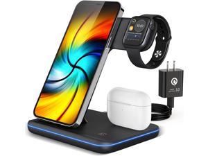 Wireless Charging Station 2021 Upgraded 3 in 1 Wireless Charger Stand with Breathing Indicator Compatible with iPhone 1211 ProXS8 iWatch Series