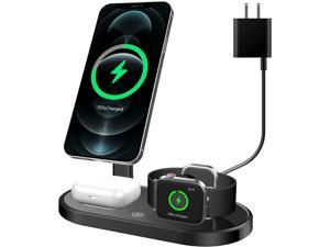 Magnetic Wireless Charger Station 3 in 1 Fast Wireless Charging Station Compatible with iPhone 12/12 Pro/12 Pro Max/12 Mini/Apple Watch/6/SE/5/4/3/2 AirPods 2/Pro/11 Phone Chargers Accessories Stand