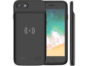 Battery Case for iPhone 8/7/6s/6/SE2020, Slim 7000mAh QI Wireless Charging Battery Case Protective Rechargeable Battery Wireless Charging Case for iPhone SE/8/7/6s/6 (4.7inch Black)