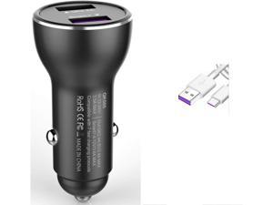 for Huawei Supercharge Car Charger 9V2A Car Charger Adapter Quick Fast Charger with USB Type C Super Charging Cable Car Charger for Huawei P40 P30 P20 ProMate 30 20 10 9 Black