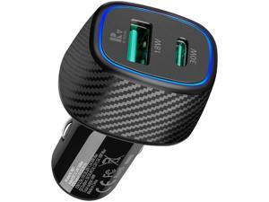 USB C Car Charger, 30W USB C &18W QC3.0,Total 48W Output,Compatible with Laptop(with Type-C Charger Port), Apple MagSafe Charger,iPhone,ipad,MacBook, Samsung&Google Pixel Phone and More
