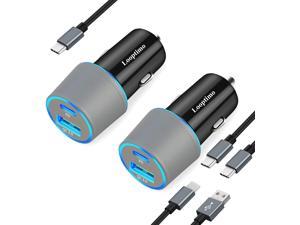 Looptimo 2-Pack 12 Volt Cigarette Lighter Adapter Kit, Compatible with Google Pixel 6/6 Pro/5a/5/4a/4, Samsung Galaxy Note 20/10/9,S21/S20/S10, PD & QC 3.0 Car Charger with 3-Pack Type C Cable 3.3ft
