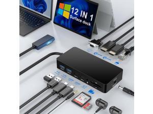 Monitores Triplos Surface Dock Hdmi vga Com Adaptador De Alimentação 12 Em 1