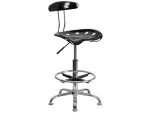 Vibrant Black and Chrome Drafting Stool with Tractor Seat Vibrant Black and Chrome Drafting Stool with Tractor Seat