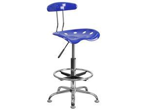 Vibrant Nautical Blue and Chrome Drafting Stool with Tractor Seat Vibrant Nautical Blue and Chrome Drafting Stool with Tractor Seat
