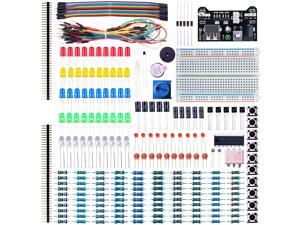 ELEGOO Electronic Fun Kit Bundle with Breadboard Cable Resistor, Capacitor, LED, Potentiometer (235 Items) for Arduino, Respberry Pi