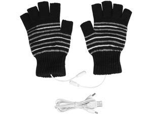 Men Grey Mitten Winter Warm Laptop Gloves for Women Men Full & Half Hands Heated Fingerless Heating Knitting Hands Warmer USB Heated Gloves 