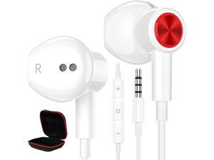 Wired Earbuds for iPhone 6s 6 5S, ACAGET 3.5mm Headphones Wired Noise Cancelling Earphone Magnetic Headset Mic & Volume Control with Carrying Case for Samsung Galaxy S10 5G A11 OnePlus 6 5T White