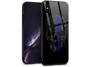 iPhone Xs CaseiPhone X Cases Tempered Glass Back Shell Pattern Designed with Soft TPU Bumper Case for Apple iPhone XXS Cases Black Skull Flag