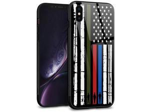 iPhone Xs CaseiPhone X Cases Tempered Glass Back Shell Pattern Designed with Soft TPU Bumper Case for Apple iPhone XXS Cases 58 inchDefend USA Flag
