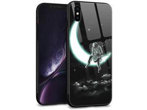 iPhone Xs CaseiPhone X Cases Tempered Glass Back Shell Cool Pattern Designed with Soft TPU Bumper Case for Boys Men Fashion Apple iPhone XXS Cases Moon Light