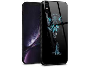 iPhone Xs CaseiPhone X Cases Tempered Glass Back Shell Cool Pattern Designed with Soft TPU Bumper Case for Boys Men Fashion Apple iPhone XXS Cases Wolf Life