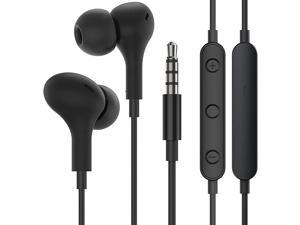 Earbuds Earphones Wired Headphones in Ear Noise Isolating 3.5mm Wired Earbuds with Microphone Volume Control Compatible with Samsung Galaxy iPhone Moto Android Phones Laptop MP3 MP4 Computer (Black)