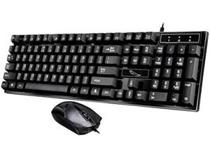 Keyboard Q17 104 Keys USB Wired Suspension Gaming Office Keyboard + Wired Symmetrical Mouse Set, Keyboard Cable Length: 1.4m, Mouse Cable Length: 1.3m(Black) Laptop Accessories (Color : Black)