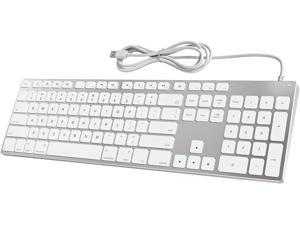 Aluminium Wired Keyboard with Numeric Keypad for Apple iMac/Mac/MacBook/MacBook Pro Computer, White Full Size USB Keyboard Compatible with Apple Magic Keyboard