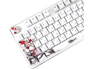 MOLGRIA Keycaps 110 Set for Full Size Mechanical Keyboard, Custom PBT OEM Profile Key caps Japanese Font with Keycap Puller for Cherry MX 104/87/71/61 60 Percent Keyboard(Plum Blossom)