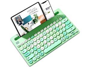 Universal Compatible with Bluetooth-Enabled Laptop/iPhone/iPad/Android/iOS/Chrome Built-in Stand Slot Typewriter Style Multi-Device Bluetooth Keyboard,3 Bluetooth Channels Switchable 79-Key Pink 