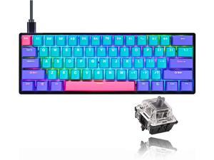 GTSP Gk61 Mechanical Keyboard Gaming 60% Percent Custom SK61 Hot Swappable RGB Backlit Keyboard with PBT Keycaps NKRO Type-C for PS4 (Silver Speed Switches, Joker)