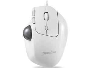 Perixx PERIMICE-520W Wired USB Ergonomic Trackball Mouse - 2 Adjustable Angle Support - 8 Button Tilt Wheel Design - White (11766)