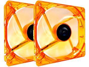 Apevia AF212L-OG 120mm 4pin Molex + 3pin Motherboard Silent Orange LED Case Fan (2-pk)