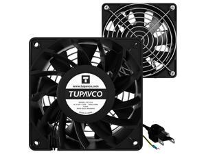 Network Cabinet Fan (Dual 2pc Kit) Server Rack Cooling (Rackmount Muffin Fans Pair 120mm 4in) 110V Cable (Extra Strong) Dual Ball for Side or Top Mount (Computer Equipment Ventilation) Tupavco TP1510