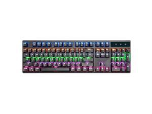 LED-Backlit USB Cable Game Keyboard with Multimedia Buttons 6-Color Variable Light Background 26-Key No Conflict LINGYUN 104-Key Green Axis Mechanical Keyboard