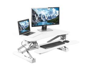 VIVO Deluxe Height Adjustable Standing Tabletop Desk Monitor Laptop Riser Platform Sit to Stand White (DESK-V000DW)