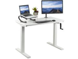 VIVO White Manual 43” x 24” Stand Up Desk | 3 Section Table Top, Hand Crank VIVO White Manual 43” x 24” Stand Up Desk | 3 Section Table Top, Hand Crank
