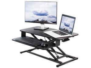 VIVO Black Height Adjustable 32" Standing Desk Monitor Riser, Economic Sit Stand Workstation Tabletop (DESK-V000S)