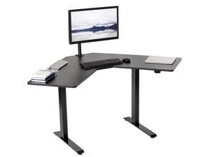VIVO Black Electric 47” x 47” Corner Stand Up Desk | Height Adjustable Workstation w/ 3 Section Table Top (DESK-E1L94B)