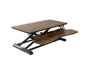 VIVO Vintage Brown Height Adjustable Standing Desk Monitor Riser, 32" Sit Stand Tabletop Workstation (DESK-V000KN)