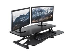 VIVO Black Height Adjustable Extra Wide 38" Standing Desk Monitor Riser, Sit Stand Desktop Converter (DESK-V037KB)