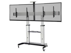 VIVO Ultra Heavy Duty Mobile Rolling TV Stand for Flat Screens 32" to 70" | Adjustable Dual TV Cart Mount (STAND-TV12H)