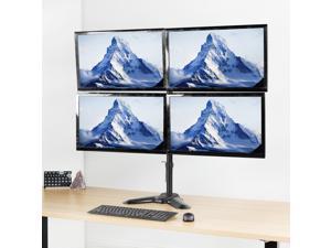 Aluminum Freestanding Quad LCD Monitor Mount Fully Adjustable Desk Stand for 4 Screens 17" to 32"