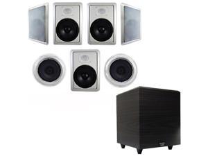 Acoustic Audio 7.1 Speaker System Flush Mount 7 Speaker Set and 6" Powered Sub Acoustic Audio 7.1 Speaker System Flush Mount 7 Speaker Set and 6" Powered Sub