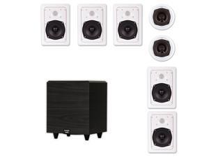 Acoustic Audio 7.1 Speaker System Flush Mount 7 Speaker Set and 6" Powered Sub Acoustic Audio 7.1 Speaker System Flush Mount 7 Speaker Set and 6" Powered Sub