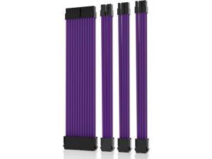 Asiahorse 18AWG Purple Sleeved Cable PSU Extension Cable Kit with 24 PIN 6+2 PIN 4+4 PIN Sleeved Extension Cables for ATX Power Supply with Two Color Cable Combs