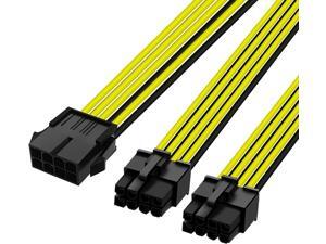 8pin PCI Express to 2 X PCIe 8 (6+2) pin Motherboard Graphics Video Card PCI-e GPU VGA Splitter Hub Power Cable(9 inch) (4Pack)