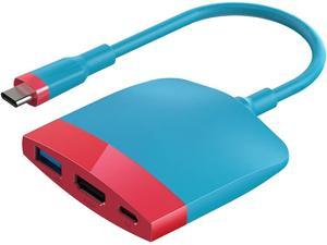 KXDFDC Multi-Function Portable Docking Station USB C to 4K -Compatible USB  3.0 PD for Pro (Color : Red Blue) 