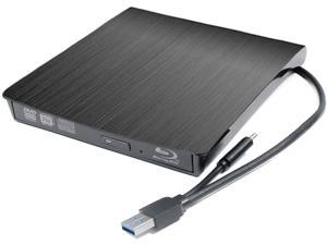 2-in-1 USB 3.0 Type-C External Blu-ray Burner Player Drive, for Windows 10 7 8 Vista Pro Home Mac OS Laptop & Desktop Computers, Portable Pop-up 6X 3D BD-R RE DL TL QL 8X DVD+-RW Writer