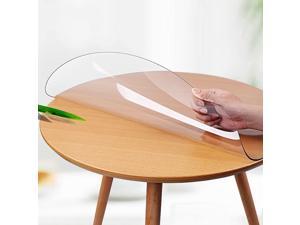 Round Clear Plastic Tablecloth Table Protector Furniture Circle Cover Vinyl Waterproof Wipeable PVC Water Heat Resistant for Dining Bed Side Table Top Topper Cover Glass Desk Mats Pad 