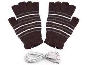 Black DECVO USB 2.0 Powered Stripes Heating Pattern Knitting Wool Cute Heated Paw Gloves Fingerless Hands Warmer Mittens Laptop Computer Warm Gloves for Women Men Girls Boys 