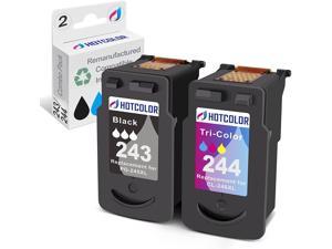 HOTCOLOR Printer Ink 243 244 Replacement for Canon Ink 243 and 244 PG 243 CL244 for Canon PIXMA TR4520 MX492 MG3020 MG2520 (1Black/1Tri-Color, 2Pack)