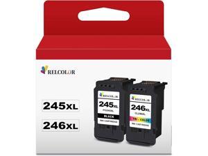 Relcolor 245XL 246XL Ink Cartridge Black Color Combo Fit for MX490 MX492 MG2522 TS3100 TS3122 TS3300 TS3322 TS3320 TR4500 TR4520 TR4522 MG2500 Printer Canon PG 245 CL 246 XL Higher Yield