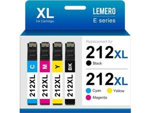 212 212XL LEMERO Remanufactured Ink Cartridge Replacement for Epson 212XL 212 XL T212 Work with Workforce WF2850 WF2830 Expression Home XP4100 XP4105 Printer Black Cyan Yellow Magenta 4Pack