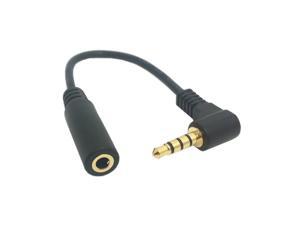90 Degree Angled 3.5mm 4-conductor (TRRS) Audio Stereo Male to Female Extension Cable Black 10cm 90 Degree Angled 3.5mm 4-conductor (TRRS) Audio Stereo Male to Female Extension Cable Black 10cm