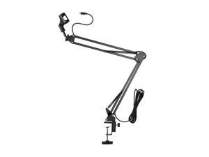Monoprice Suspension Boom Scissor Broadcast Mic Stand With Integrated Mini USB Cable, Padded Metal C-clamp, Extendable Arm - Stage Right Series
